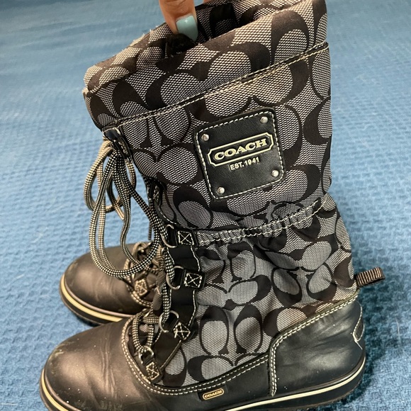 Coach Shaine Black/Grey Winter Boots Size 7 - Picture 5 of 7